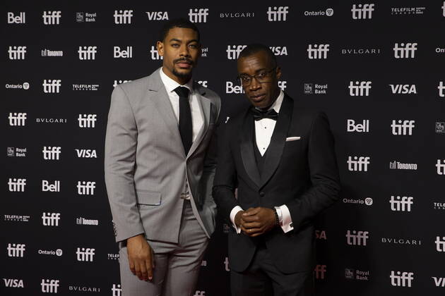 September 11, 2022, Toronto, ON, CAN: Aaron Pierre, left, and Clement Virgo arrive at the Toronto International Film FestivalöÄÃ s Tribute Award on Sunday, Sept. 11, 2022. Toronto CAN  - ZUMAc35_ 20220911_zaf_c35_204 Copyright: xChrisxYoungx