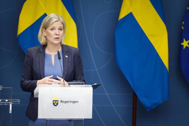 STOCKHOLM 20220914 Prime Minister Magdalena Andersson S holds a press conference on the election results on Wednesday evening Stockholm Sweden x10070x  Copyright: xJessicaxGow TTx STATSMINISTERN PRESSTRÄFF