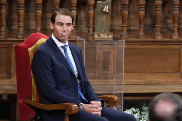 September 20, 2022, Madrid, Spain: Tennis player Rafael Nadal, seen during the delivery of the Camino Real Award on its fifth edition at the auditorium of the University of Alcala, in Alcala de Henares, Madrid. The Camino Real award has been granted by the Franklin Institute of the University of Alcala, which recognizes the professional work of Spaniards who in an outstanding and exemplary way project and enhance the positive image of Spain in the United States. The projection of the image of Spain in North America by the tennis player, means his triumph in the US Open (2019), as well as in previous editions of 2010, 2013, 2017 and in other tournaments played in North America. Madrid Spain - ZUMAs197 20220920_zaa_s197_105 Copyright: xAtilanoxGarciax