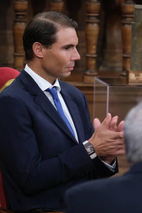 September 20, 2022, Madrid, Spain: Tennis player Rafael Nadal, seen during the delivery of the Camino Real Award on its fifth edition at the auditorium of the University of Alcala, in Alcala de Henares, Madrid. The Camino Real award has been granted by the Franklin Institute of the University of Alcala, which recognizes the professional work of Spaniards who in an outstanding and exemplary way project and enhance the positive image of Spain in the United States. The projection of the image of Spain in North America by the tennis player, means his triumph in the US Open (2019), as well as in previous editions of 2010, 2013, 2017 and in other tournaments played in North America. Madrid Spain - ZUMAs197 20220920_zaa_s197_102 Copyright: xAtilanoxGarciax