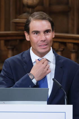 September 20, 2022, Madrid, Spain: Tennis player Rafael Nadal, seen during the delivery of the Camino Real Award on its fifth edition at the auditorium of the University of Alcala, in Alcala de Henares, Madrid. The Camino Real award has been granted by the Franklin Institute of the University of Alcala, which recognizes the professional work of Spaniards who in an outstanding and exemplary way project and enhance the positive image of Spain in the United States. The projection of the image of Spain in North America by the tennis player, means his triumph in the US Open (2019), as well as in previous editions of 2010, 2013, 2017 and in other tournaments played in North America. Madrid Spain - ZUMAs197 20220920_zaa_s197_120 Copyright: xAtilanoxGarciax