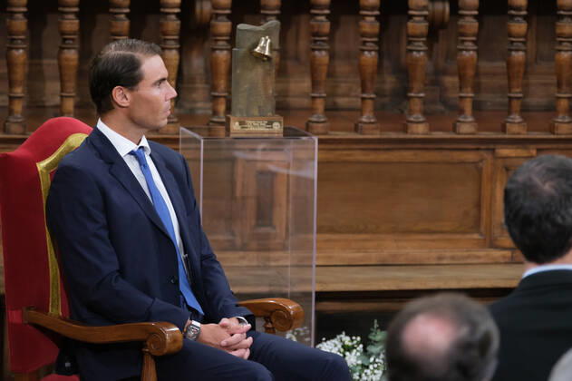 The King Presents The V Edition Of The camino Real Award To Rafa Nadal King Felipe VI presents the Camino Real Award to tennis player Rafael Nadal , during its fifth edition, at the auditorium of the University of Alcala, on 20 September, 2022 in Alcala de Henares, Madrid, Spain Madrid Spain Copyright: xOscarxGonzalezx originalFilename: gonzalez-notitle220920_npp88