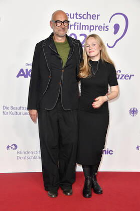 Andreas Kleinert und Anja Schneider bei der Verleihung des 20. Deutschen Hörfilmpreises 2022 in den Bolle Festsälen am Spree-Bogen. Berlin, 27.09.2022