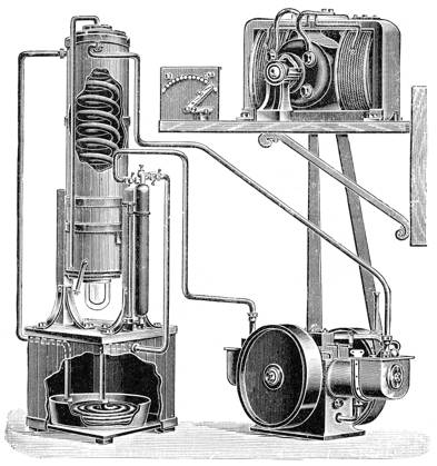 Apparatus for liquefying gas mixtures in the Linde process by Carl von Linde Apparatus for liquefying gas mixtures in the Linde process by Carl Paul Gottfried Linde; Ritter von Linde; 1842 - 1934; a German engineer who developed refrigeration and gas separation technologies; Apparatur für die Verflüssigung von Gasgemischen im Linde-Verfahren von Carl Paul Gottfried Linde; 1842 - 1934; ein deutscher Ingenieur; Erfinder und Gründer der Linde AG. Carl Copyright: xZoonar.com Heinz-DieterxFalkensteinx zoonar_7085141