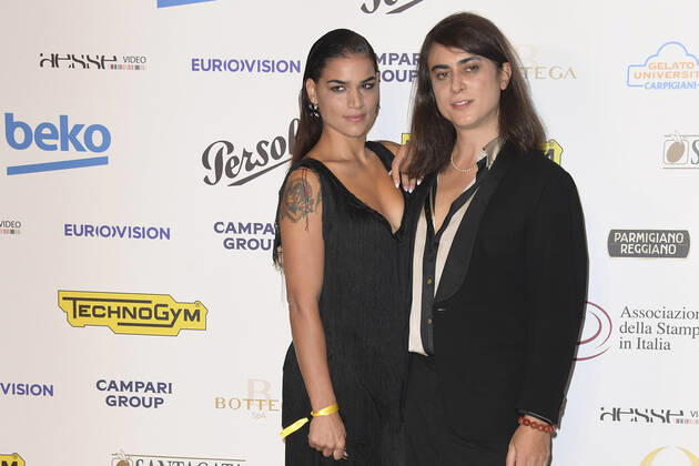 October 4, 2022, Rome, Italy: Lina Siciliano (left) and Francesco Costabile (right) attend at the red carpet of the Globo d oro award 2022 at the Auditorium Parco Della Musica. Rome Italy - ZUMAs197 20221004_zaa_s197_443 Copyright: xCartellixMariox