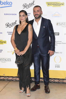 October 4, 2022, Rome, Italy: Lina Siciliano (left) and Fabio Piccolella (right) attend at the red carpet of the Globo d oro award 2022 at the Auditorium Parco Della Musica. Rome Italy - ZUMAs197 20221004_zaa_s197_455 Copyright: xCartellixMariox