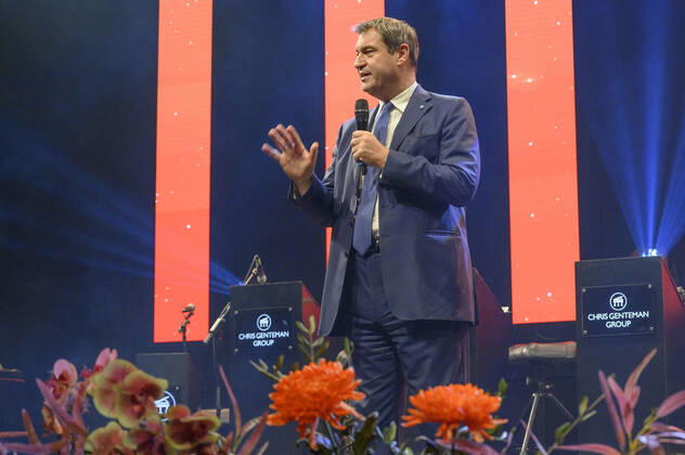 Markus Söder beim 10. Ball der Unternehmer 2022 in Halle 3C der NürnbergMesse. Nürnberg, 15.10.202323