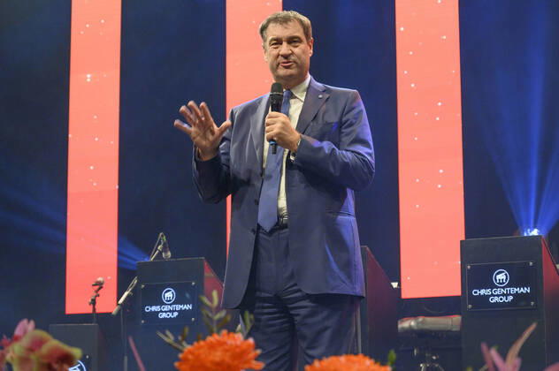 Markus Söder beim 10. Ball der Unternehmer 2022 in Halle 3C der NürnbergMesse. Nürnberg, 15.10.202323