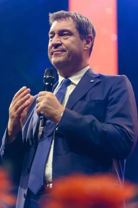 Markus Söder beim 10. Ball der Unternehmer 2022 in Halle 3C der NürnbergMesse. Nürnberg, 15.10.202323