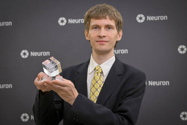 Jan Kyncl, a mathematician, from Charles University s Faculty of Mathematics and Physics, a leading expert in combinatorics and discrete geometry receives Neuron Endowment Fund s prize during the ceremony in Prague s National Museum, Prague, Czech Republic, October 16, 2022. (CTKxPhoto VitxSimanek) CTKPhotoP2022101607226  VIS 014