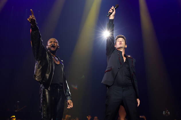 Bilder des Jahres 2022, Entertainment 10 Oktober Entertainment Bilder des Tages LAS VEGAS, NV - OCTOBER 22: Usher and Robin Thicke performs during Usher: The Vegas Residency at Dolby Live at Park MGM in Las Vegas, Nevada on October 22, 2022. Copyright: xWalikxGoshornx