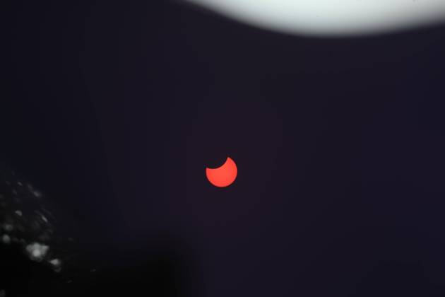 Picture shows a view of the moon partially obscuring the sun disk, This picture taken on October 25, 2022 shows a view of the moon partially obscuring the sun disk, seen behind an X-ray image as a filter, during a partial solar eclipse visible from Gaza City in the Palestinian Gaza Strip enclave. Photo by Ashraf Amra apaimages Gaza city Gaza Strip Palestinian Territory 251022_Gaza_ASH_3_00 (13) Copyright: xapaimagesxAshrafxAmrax xapaimagesx