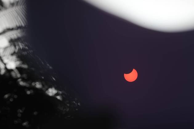Picture shows a view of the moon partially obscuring the sun disk, This picture taken on October 25, 2022 shows a view of the moon partially obscuring the sun disk, seen behind an X-ray image as a filter, during a partial solar eclipse visible from Gaza City in the Palestinian Gaza Strip enclave. Photo by Ashraf Amra apaimages Gaza city Gaza Strip Palestinian Territory 251022_Gaza_ASH_3_00 (16) Copyright: xapaimagesxAshrafxAmrax xapaimagesx