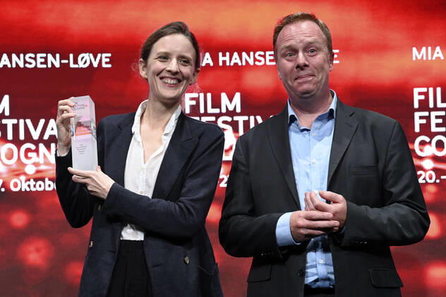 Mia Hansen-Löve und Scott Roxborough bei der Verleihung der Film Festival Cologne Awards auf dem 32. Film Festival Cologne 2022 im E-Werk. Köln, 27.10.2022
