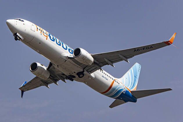 Flydubai Boeing 737-800 Taking Off From Kathmandu Airport Flydubai Boeing 737-800 aircraft as seen during takeoff and flying phase as it departs from the Nepali capital, Kathmandu Tribhuvan International Airport KTM. The B737 passenger airplane has the registration A6-FGA and is powered by 2x CFMI jet engines. Flydubai or Dubai Aviation Corporation is an Emirati government-owned low-cost airline based in Dubai in UAE United Arab Emirates. Kathmandu, Nepal on April 2022 Kathmandu Nepal  Copyright: xNicolasxEconomoux originalFilename: economou-flydubai220416_npHpc.jpg