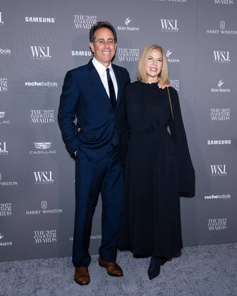 Jerry Seinfeld and Jessica Seinfeld arrive on the red carpet for the WSJ. Magazine Innovator Awards at the Museum of Modern Art in New York City on Wednesday, November 2, 2022. 1 NYP20221102534 GabrielexHoltermann