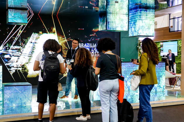 November 7, 2022, Sharm El Sheijk, South Sinai, Egypt: Participants are seen in the Delegation of Brasil Pavilion on the second day of the COP27 UN Climate Change Conference, held by UNFCCC in Sharm El-Sheikh International Convention Center. COP27, running from November 6 to November 18 in Sharm El Sheikh focuses on implementation of measures already agreed during previous COPs. The Conference in Sharm El Sheikh focuses also on the most vulnerable communities as the climate crisis hardens life conditions of those already most disadvantaged. Sharm El Sheijk Egypt - ZUMAs197 20221107_zaa_s197_052 Copyright: xDominikaxZarzyckax