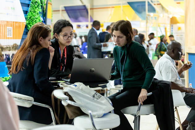 November 9, 2022, Sharm El Sheijk, South Sinai, Egypt: Participants sit in a Pavilion during the Finance Day of the COP27 UN Climate Change Conference, held by UNFCCC in Sharm El-Sheikh International Convention Center. COP27, running from November 6 to November 18 in Sharm El Sheikh focuses on implementation of measures already agreed during the previous COPs. The Conference in Sharm El Sheikh focuses also on the most vulnerable communities as the climate crisis hardens life conditions of those already most disadvantaged. Sharm El Sheijk Egypt - ZUMAs197 20221109_zaa_s197_145 Copyright: xDominikaxZarzyckax