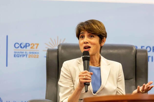 November 11, 2022, Sharm El Sheijk, South Sinai, Egypt: Pratima Rangarajan - CEO of OGCI Climate Investments speaks during a discussion panel on the fifth day of the COP27 UN Climate Change Conference, held by UNFCCC in Sharm El-Sheikh International Convention Center. COP27 is running from November 6 to November 18 in Sharm El Sheikh and focuses on the implementation of measures already agreed on during the previous COPs. The Conference also focuses on the most vulnerable communities as the climate crisis hardens life conditions of those already most disadvantaged. Sharm El Sheijk Egypt - ZUMAs197 20221111_zaa_s197_222 Copyright: xDominikaxZarzyckax
