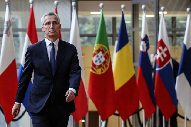 November 15, 2022, Brussels, Brussels Capital Region, Belgium: Jens Stoltenberg, secretary general of the North Atlantic Treaty Organisation (NATO) arrives at an European Foreign Affairs Council (Defence) at the European Council headquarters in Brussels, Belgium, 15 November 2022. Brussels Belgium - ZUMAm177 20221115_zip_m177_041 Copyright: xValeriaxMongellix