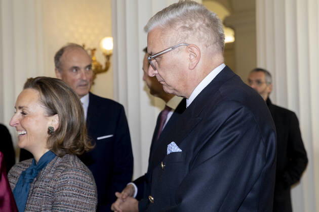 Prince Laurent and Princess Claire of Belgium pictured during the celebration of the King s Feast, at the federal parliament in Brussels, Tuesday 15 November 2022.  HATIMxKAGHAT 50727745