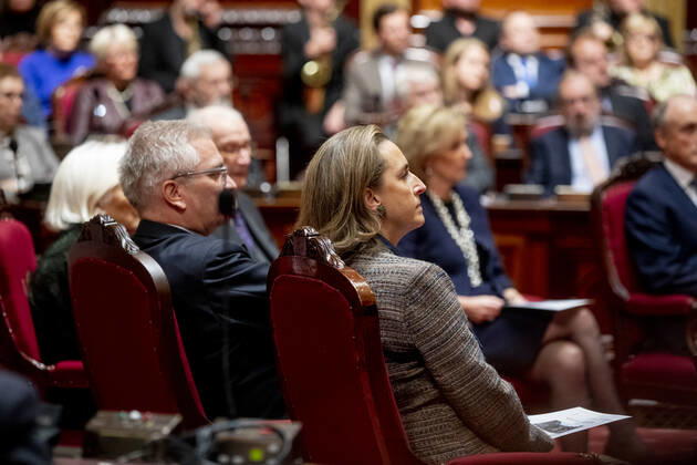 Prince Laurent and Princess Claire of Belgium pictured during the celebration of the King s Feast, at the federal parliament in Brussels, Tuesday 15 November 2022.  HATIMxKAGHAT 50728398