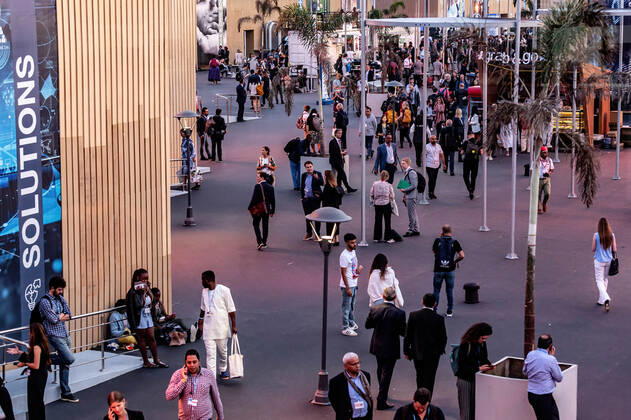 November 16, 2022, Sharm El Sheikh, South Sinai, Egypt: Participants walk in the conference campus during the COP27 UN Climate Change Conference, held by UNFCCC in Sharm El-Sheikh International Convention Center. COP27, running from November 6 to November 18 in Sharm El Sheikh focuses on implementation of measures already agreed during previous COPs. The Conference in Sharm El Sheikh focuses also on the most vulnerable communities as the climate crisis hardens life conditions of those already most disadvantaged. Sharm El Sheikh Egypt - ZUMAs197 20221116_zaa_s197_285 Copyright: xDominikaxZarzyckax
