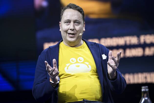 Oskari Saarenmaa, Co-founder and CEO of Aiven, pictured on stage at the Slush 2022 Startup Event in Helsinki, Finland on November 17, 2022. Helsinki Finland  Copyright: xEmmixKorhonenx LKKTF20221117155638GEFI