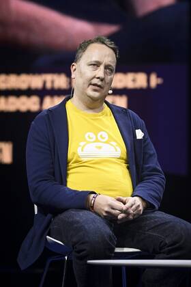 Oskari Saarenmaa, Co-founder and CEO of Aiven, pictured on stage at the Slush 2022 Startup Event in Helsinki, Finland on November 17, 2022. Helsinki Finland Copyright: xEmmixKorhonenx LKKTF20221117155746ABSN