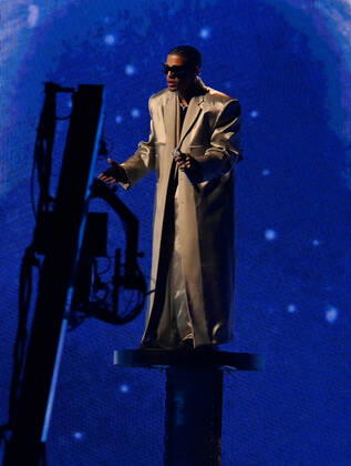 Puerto Rican singer Rauw Alejandro performs onstage during the 23rd annual Latin Grammy Awards at the Michelob Ultra Arena at Mandalay Bay Resort and Casino in Las Vegas, Nevada on Thursday, November 17, 2022.  LAV20221117007 JIMxRUYMEN