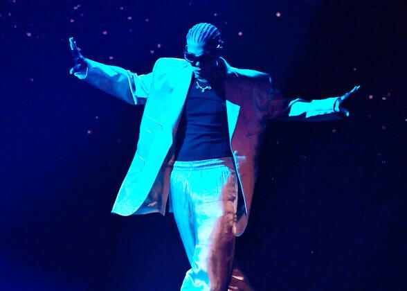 Puerto Rican singer Rauw Alejandro performs onstage during the 23rd annual Latin Grammy Awards at the Michelob Ultra Arena at Mandalay Bay Resort and Casino in Las Vegas, Nevada on Thursday, November 17, 2022.  LAV20221117010 JIMxRUYMEN