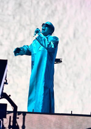 Rauw Alejandro performs onstage during the 23rd annual Latin Grammy Awards at the Michelob Ultra Arena at Mandalay Bay Resort and Casino in Las Vegas, Nevada on Thursday, November 17, 2022.  LAV20221117632 JIMxRUYMEN
