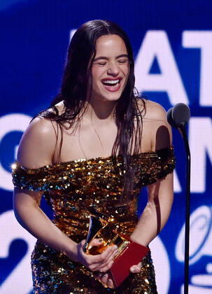 Rosalía accepts the Album of the Year award for Motomami onstage during the 23rd annual Latin Grammy Awards at the Michelob Ultra Arena at Mandalay Bay Resort and Casino in Las Vegas, Nevada on Thursday, November 17, 2022.  LAV20221117083 JIMxRUYMEN
