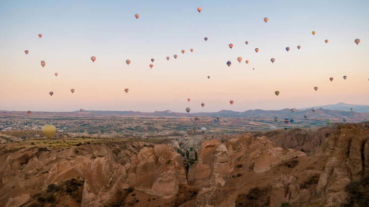 Turkey balloons Cappadocia Goreme Kapadokya , Sunrise in the mountains of Capadocia Sunrise with hot air balloons in Cappadocia, Turkey balloons in Cappadocia Goreme Kapadokya, and Sunrise in the mountains of Cappadocia. Copyright: xZoonar.com FokkexBaarssenx 19153280