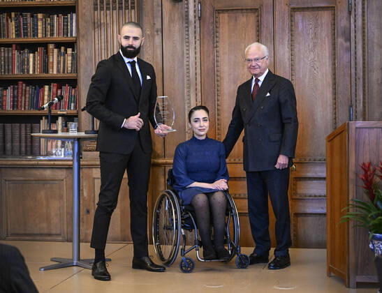 STOCKHOLM 20221121 Alaa Alshawa and Rim Alexandra Halfya from the company Combify AB received on Monday the New Start of the Year award from King Carl XVI Gustaf at a ceremony at Stockholm Palace Stockholm Sweden x10040x,  Copyright: xAndersxWiklund TTx ÅRETS NYBYGGARE