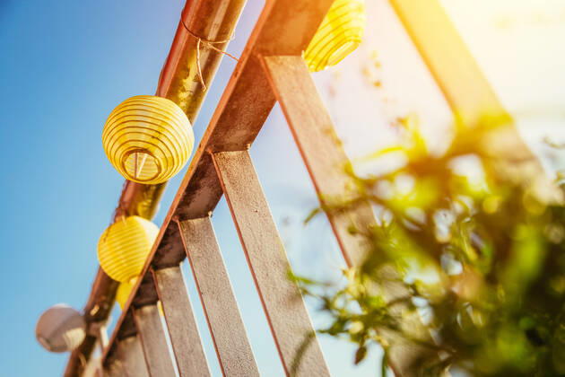 Summer feeling on the balcony: Close up of lampions Close up of summer lampions on a balcony, leisure time in the summer holidays Copyright: xZoonar.com PatrickxDaxenbichlerx 14031638