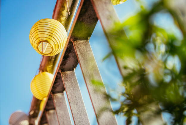 Summer feeling on the balcony: Close up of lampions Close up of summer lampions on a balcony, leisure time in the summer holidays Copyright: xZoonar.com PatrickxDaxenbichlerx 14031685
