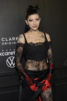 GQ Men Of tHe Year Black Carpet November 22, Mexico City, Mexico: Julieta Emilia Cazzuchelli ˜Cazzu™ attends the black carpet of the GQ Men Of The Year Awards at Proyecto Publicol Prim. on November 22, 2022 in Mexico City, Mexico. (Photo by Carlos Tischler Eyepix Group) Copyright: xCarlosxTischler xEyepixxGroupx CT_22112022_82025