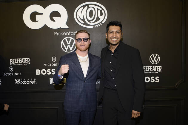 GQ Men Of tHe Year Black Carpet November 22, Mexico City, Mexico: Saul Alvarez ˜El Canelo™ and Tenoch Huerta attend the black carpet of the GQ Men Of The Year Awards at Proyecto Publicol Prim. on November 22, 2022 in Mexico City, Mexico. (Photo by Carlos Tischler Eyepix Group) Copyright: xCarlosxTischler xEyepixxGroupx CT_22112022_82067