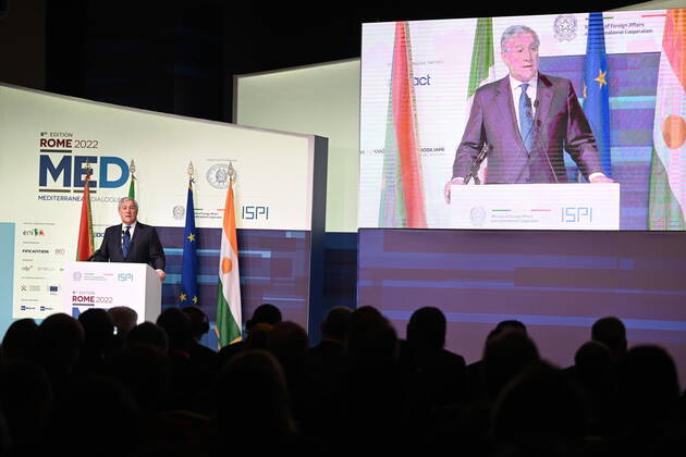 December 2, 2022, Rome, Italy: Italy s Minister for Foreign Affairs, Antonio Tajani, during Rome MED 2022 - Mediterranean Dialogues in Rome, 2 December 2022. ANSA CLAUDIO PERI Rome Italy  - ZUMAa110 20221202_zaf_a110_008 Copyright: xAnsa ClaudioxPerix