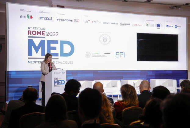 December 3, 2022, Roma, Italia: Italian Undersecretary of State to the Ministry of Foreign Affairs and International Cooperation Maria Tripodi during the Rome MED 2022 - Mediterranean Dialogues, the annual initiative promoted by the Italian Foreign Minister and ISPI (Italian Institute of International Political Studies), in Rome, Italy, 3 December 2022. ANSA GIUSEPPE LAMI. Roma Italia - ZUMAa110 20221203_zaf_a110_062 Copyright: xGiuseppexLamix