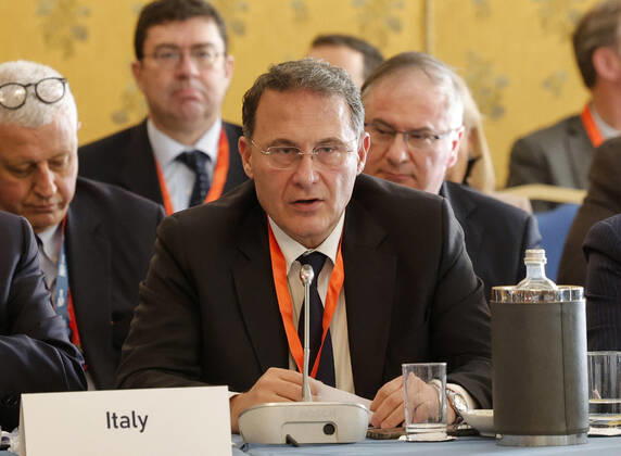 December 3, 2022, Roma, Italia: Italian Deputy Minister of Foreign Affairs Edmondo Cirielli during the Rome MED 2022 - Mediterranean Dialogues, the annual initiative promoted by the Italian Foreign Minister and ISPI (Italian Institute of International Political Studies), in Rome, Italy, 3 December 2022. ANSA GIUSEPPE LAMI. Roma Italia - ZUMAa110 20221203_zaf_a110_083 Copyright: xGiuseppexLamix