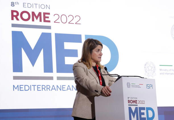 December 3, 2022, Roma, Italia: Italian Undersecretary of State to the Ministry of Foreign Affairs and International Cooperation Maria Tripodi during the Rome MED 2022 - Mediterranean Dialogues, the annual initiative promoted by the Italian Foreign Minister and ISPI (Italian Institute of International Political Studies), in Rome, Italy, 3 December 2022. ANSA GIUSEPPE LAMI. Roma Italia - ZUMAa110 20221203_zaf_a110_086 Copyright: xGiuseppexLamix
