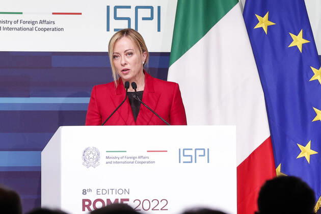 News Bilder des Tages December 3, 2022, Roma, Italia: Italian Prime Minister Giorgia Meloni during the Rome MED 2022 - Mediterranean Dialogues, the annual initiative promoted by the Italian Foreign Minister and ISPI (Italian Institute of International Political Studies), in Rome, Italy, 3 December 2022. ANSA GIUSEPPE LAMI. Roma Italia  - ZUMAa110 20221203_zaf_a110_068 Copyright: xGiuseppexLamix