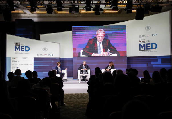 December 3, 2022, Roma, Italia: European Commissioner for Economy Paolo Gentiloni during the Rome MED 2022 - Mediterranean Dialogues, the annual initiative promoted by the Italian Foreign Minister and ISPI (Italian Institute of International Political Studies), in Rome, Italy, 3 December 2022. ANSA GIUSEPPE LAMI. Roma Italia - ZUMAa110 20221203_zaf_a110_075 Copyright: xGiuseppexLamix