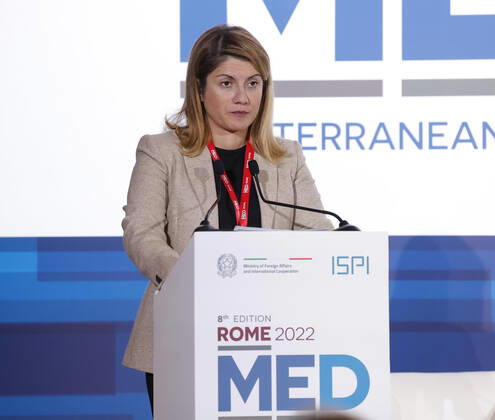 December 3, 2022, Roma, Italia: Italian Undersecretary of State to the Ministry of Foreign Affairs and International Cooperation Maria Tripodi during the Rome MED 2022 - Mediterranean Dialogues, the annual initiative promoted by the Italian Foreign Minister and ISPI (Italian Institute of International Political Studies), in Rome, Italy, 3 December 2022. ANSA GIUSEPPE LAMI. Roma Italia - ZUMAa110 20221203_zaf_a110_081 Copyright: xGiuseppexLamix