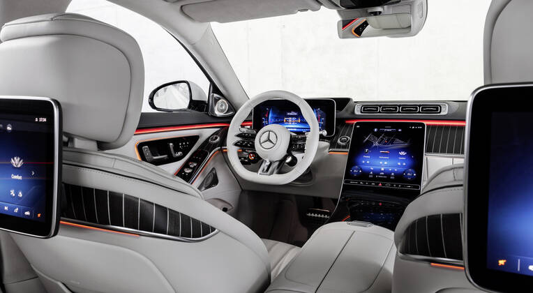 **VIDEO AVAILABLE: CONTACT INFO@COVERMG.COM TO RECEIVE** Mercedes have revealed their new S63 AMG - the first hybrid version of their flagship limousine - and one comes with more power than ever before. Under the bonnet, there?s a 4.0-litre twin-turbo V8 engine similar to the one you get in the Mercedes-AMG GT 63 S E Performance, along with an electric motor on the rear axle. With a combined system output of 791 hp and 1,055 lb-ft, the AMG S 63 E PERFORMANCE sets new standards for similar models of car. It accelerates from 0 to 60 mph takes just 3.2 seconds (est.) and has an 180 mph top speed. With E PERFORMANCE, we are now opening a new chapter: Never before has a luxury sedan so perfectly combined best-in-class performance with super Copyright: xMercedes-Benzx 52259220 EDITORIAL USE ONLY. NOT FOR USE BY NEWSPAPERS BASED IN THE UK.
