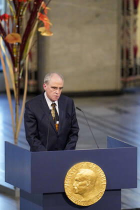 Oslo 20221210 Jan Ratchinskij, who represents the Russian organization Memorial, gives his Nobel lecture during the awarding of the Nobel Peace Prize for 2022 in an Oslo townhouse on Saturday Oslo Norway xx,  Copyright: xRodrigoxFreitasx qLm5LAbHGdo