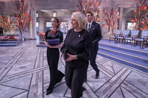 Oslo 20221210 Oleksandra Matviytsyuk, who represents the Ukrainian organization Center for Civil Liberties CCL, gives her Nobel lecture during the awarding of the Nobel Peace Prize for 2022 in an Oslo townhouse on Saturday POOL Oslo Norway xx,  Copyright: xJavadxParsax jJtbiw_TSSI