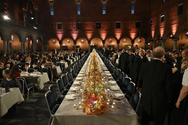 STOCKHOLM 20221210 The setting during the Nobel Banquet in the City Hall in Stockholm on Saturday STOCKHOLM Sweden x10050x,  Copyright: xPontusxLundahl TTx NOBEL 2022 BANKETTEN